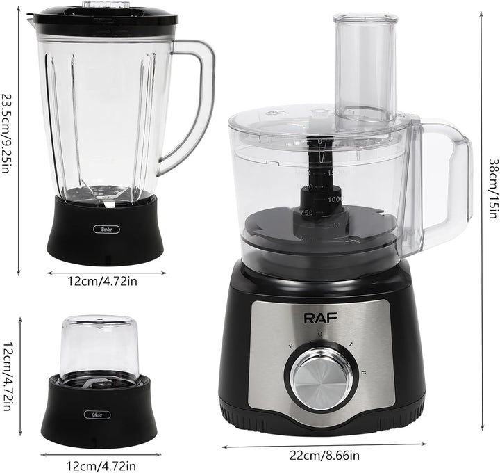 7-in-1-Gemüseschneider Kompakt Küchenmaschine Zerkleinerer Edelstahlgehäuse Food Processor Knetmasch