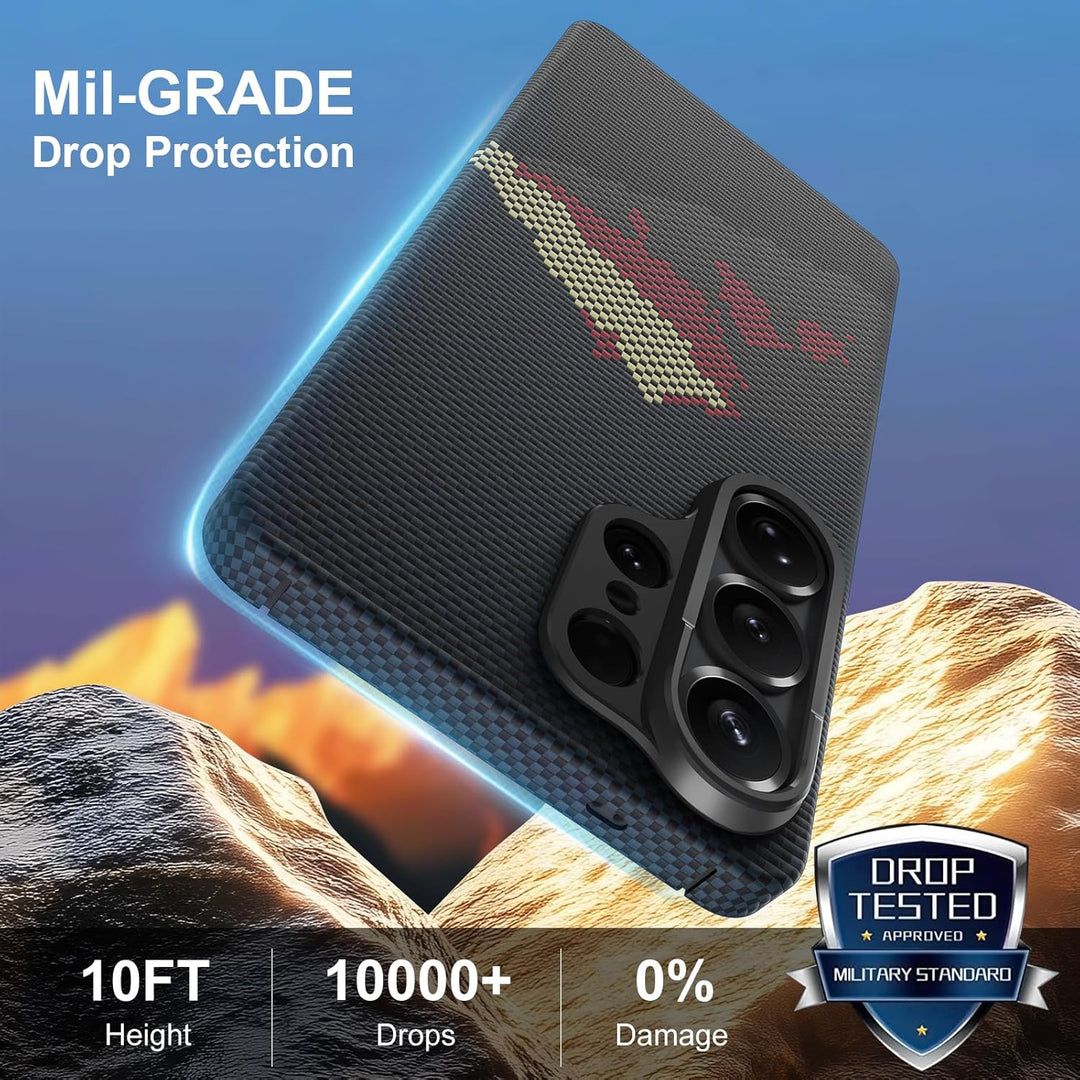memumi Magnetische Carbon Hülle für Galaxy S26 Ultra,Ultradünne Handyhülle, Hülle aus echter Aramidf