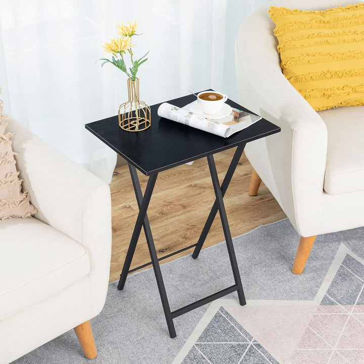 HOOBRO Beistelltisch, Klappbar Tablett Tisch, Sofatisch, TV Tray im Industriestil, Einfach Montierba