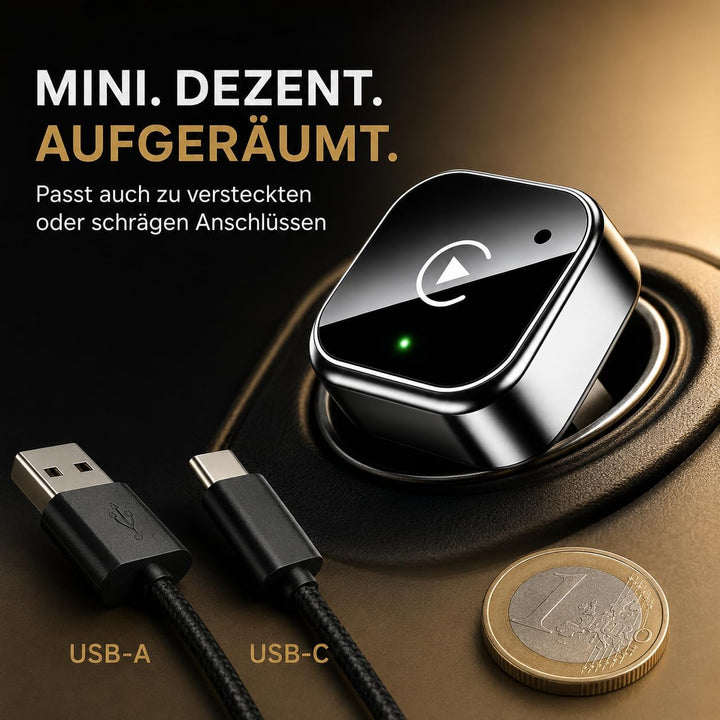 2in1 Wireless CarPlay Adapter für iPhone &amp; Android Auto, USB-C, Plug &amp; Play Schwarz, Schwarz