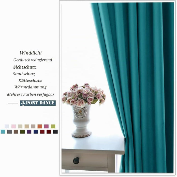 PONY DANCE Vorhang Blickdicht Kurz Ösenvorhang 2er Set H 175 x B 140 cm Wohnzimmer Gardinen Verdunke