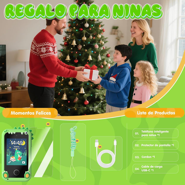Fippesax Kinder Handy Smartphone Spielzeug, Kinderkamera 2,8" Handy für Mädchen & Jungen, 8G SD Kart