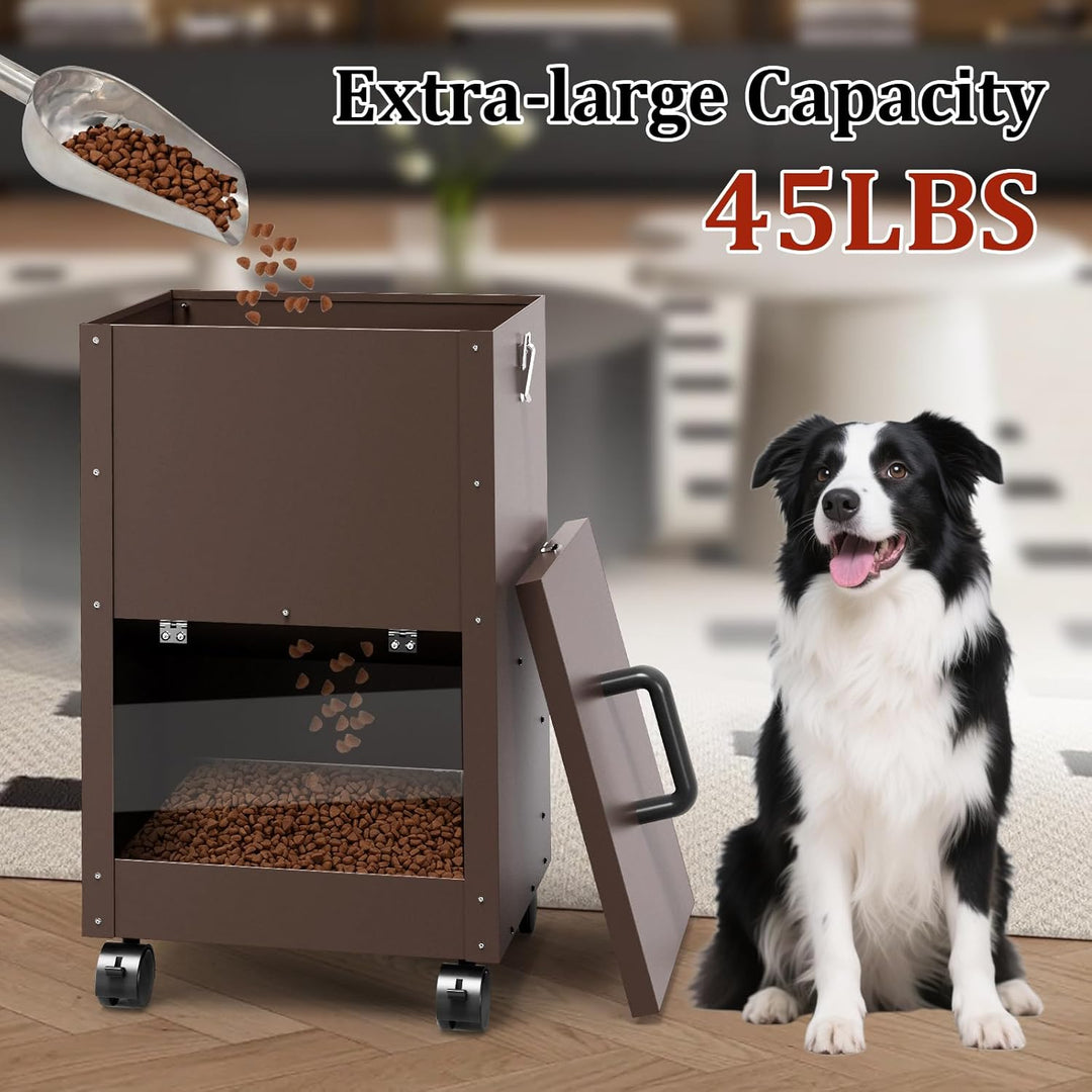 Galvanisierter Automatischer HundefüTterer GrossEr Rasse 45lbs Hundefutter-Spender Mit RäDern FüR Gr