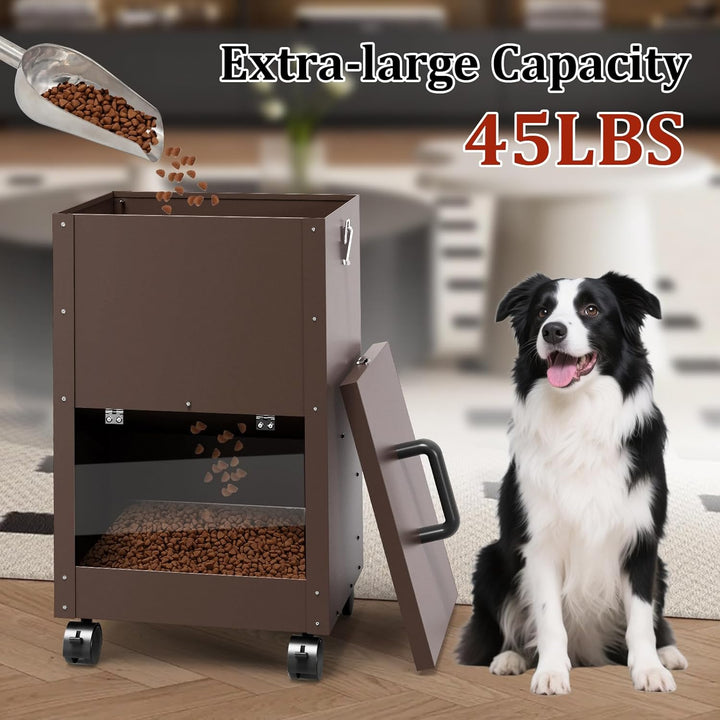 Galvanisierter Automatischer HundefüTterer GrossEr Rasse 45lbs Hundefutter-Spender Mit RäDern FüR Gr
