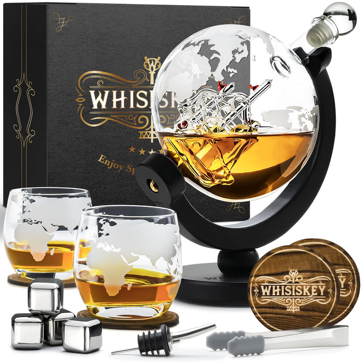 Whisiskey - Whisky Karaffe - Globus - Dekanter - Whiskey Set - 900ML - Geschenke für Männer - Männer