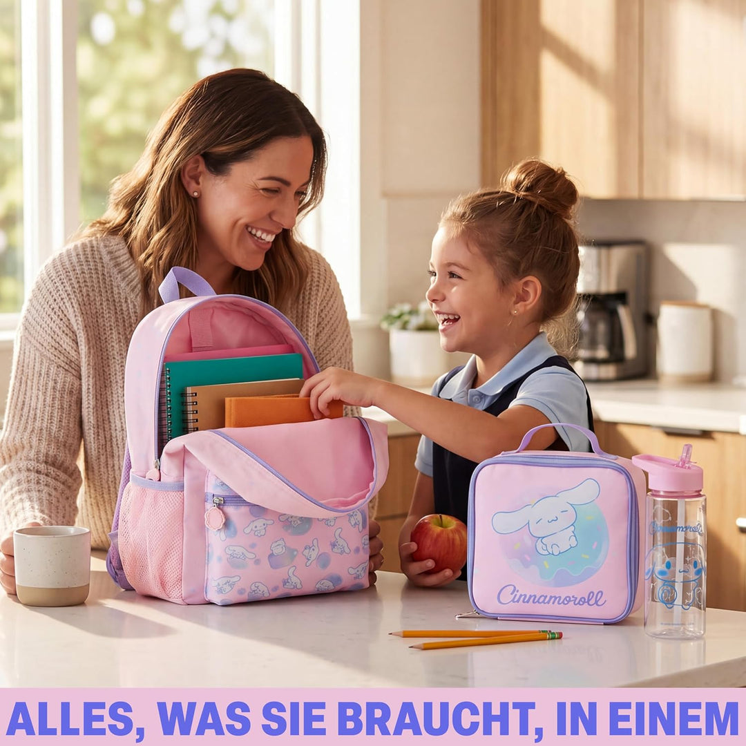 Get Trend Hello Kitty Cinnamoroll Rucksack Kinder 4 TLG. Kinderrucksack, Trinkflasche 500ml, Federmä