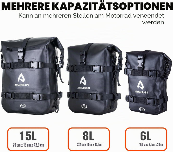 Motorrad Stossstangen Seitentasche Tasche Wasserdicht 6L/8L/15L Motor Sturzbügel Seitentaschen mit S
