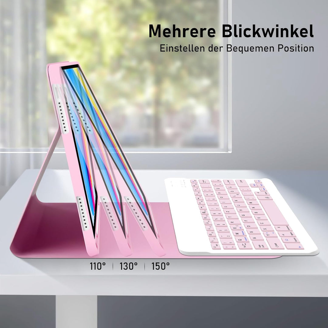 Hülle mit Tastatur für iPad A16 11 Generation 2025/10 Generation 2022(11/10.9 Zoll), QWERTZ Layout K