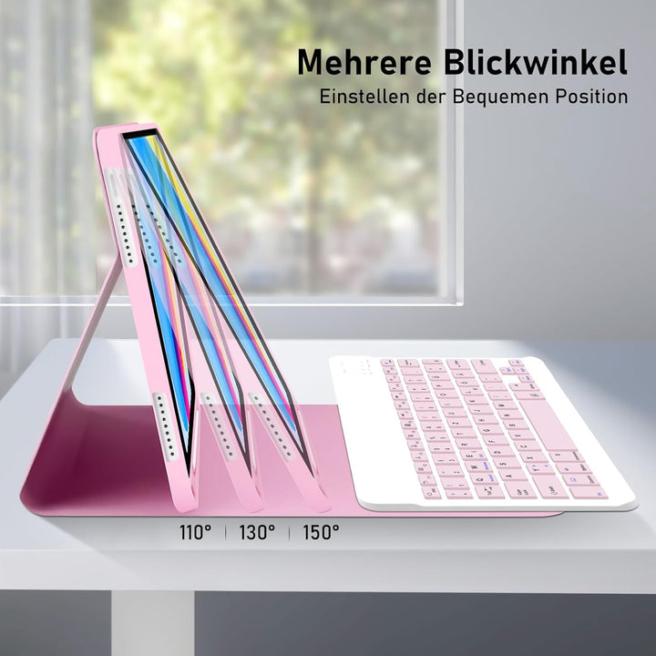 Hülle mit Tastatur für iPad A16 11 Generation 2025/10 Generation 2022(11/10.9 Zoll), QWERTZ Layout K