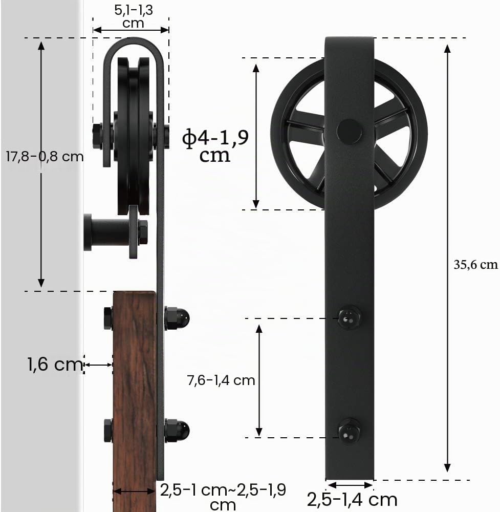 WINSOON 300cm Einzelschiebetür Industrie Schiebetür Schiene Schiebetürbeschlag Set Roller Kit Garage