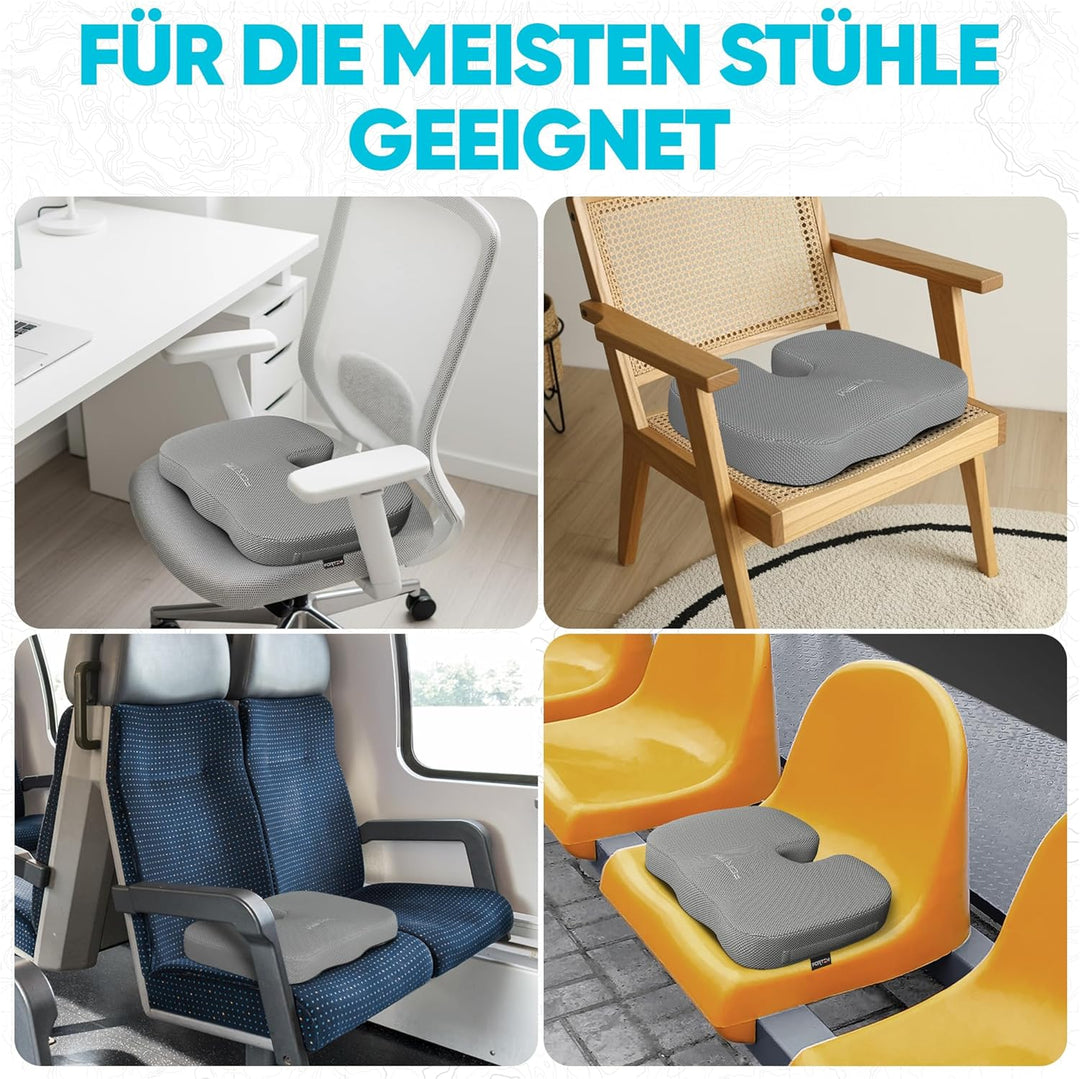 FORTEM Sitzkissen, Sitzpolster, Bürostuhlkissen, Memory-Schaum Schreibtischstuhl Kissen, Rutschfeste
