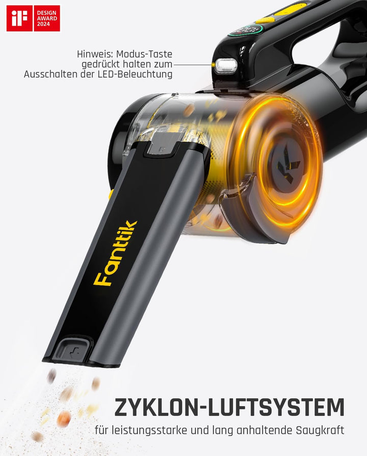 Fanttik Fold V10 Apex Pivot Kabelloser Auto Staubsauger | 17.000 Pa Saugkraft, Smartes LED-Display,