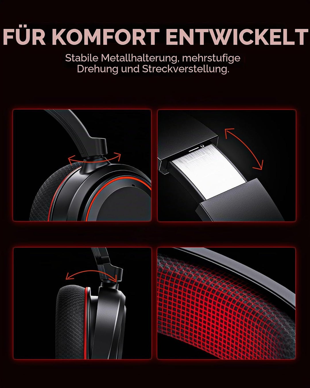 Picun G2 Wireless Gaming Headset, Over-Ear 7.1 Virtual Surround Sound, 2.4GHz/Bluetooth 5.4/Wired, 5