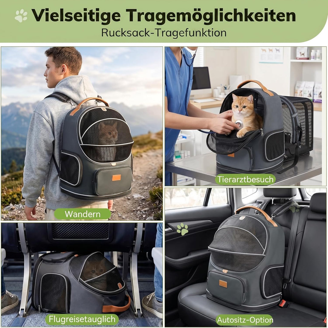 Morpilot Erweiterbarer, Faltbarer Katzenrucksack mit atmungsaktivem Netzgewebe, wasserdichter und st