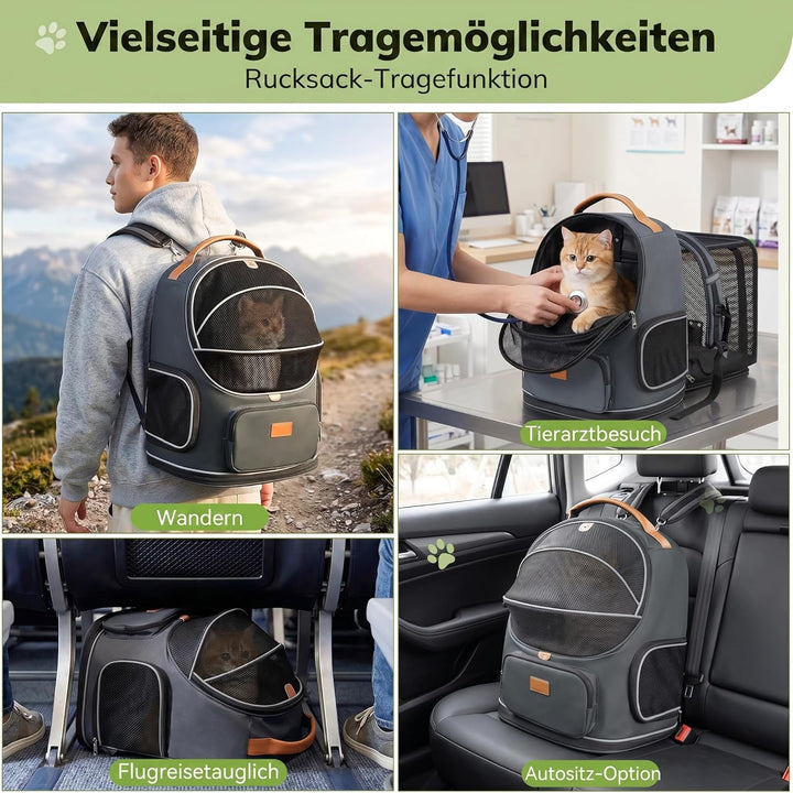 Morpilot Erweiterbarer, Faltbarer Katzenrucksack mit atmungsaktivem Netzgewebe, wasserdichter und st
