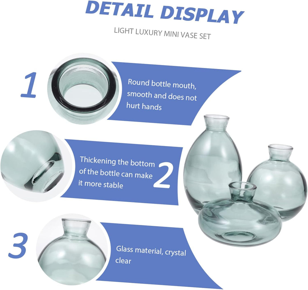 BESPORTBLE 3 Stück Vase Kleine Glasvasen Für Blumen Artificiales Decorativas para Sala Green Home De