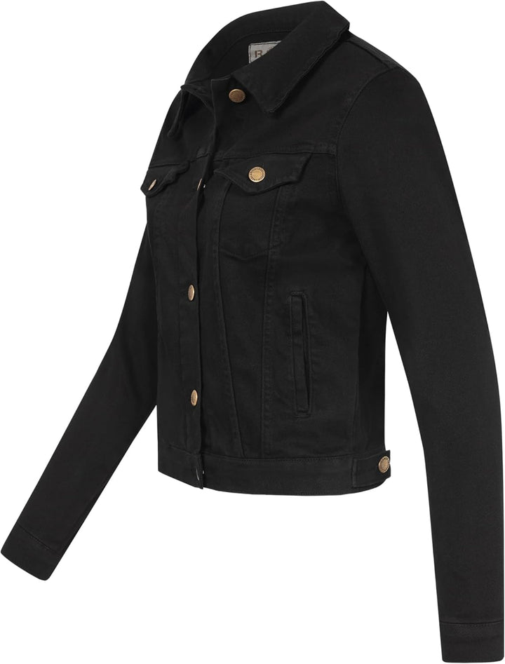Rock Creek Damen Jeans Jacke Übergangs Jacke D-401 XL Schwarz, XL Schwarz