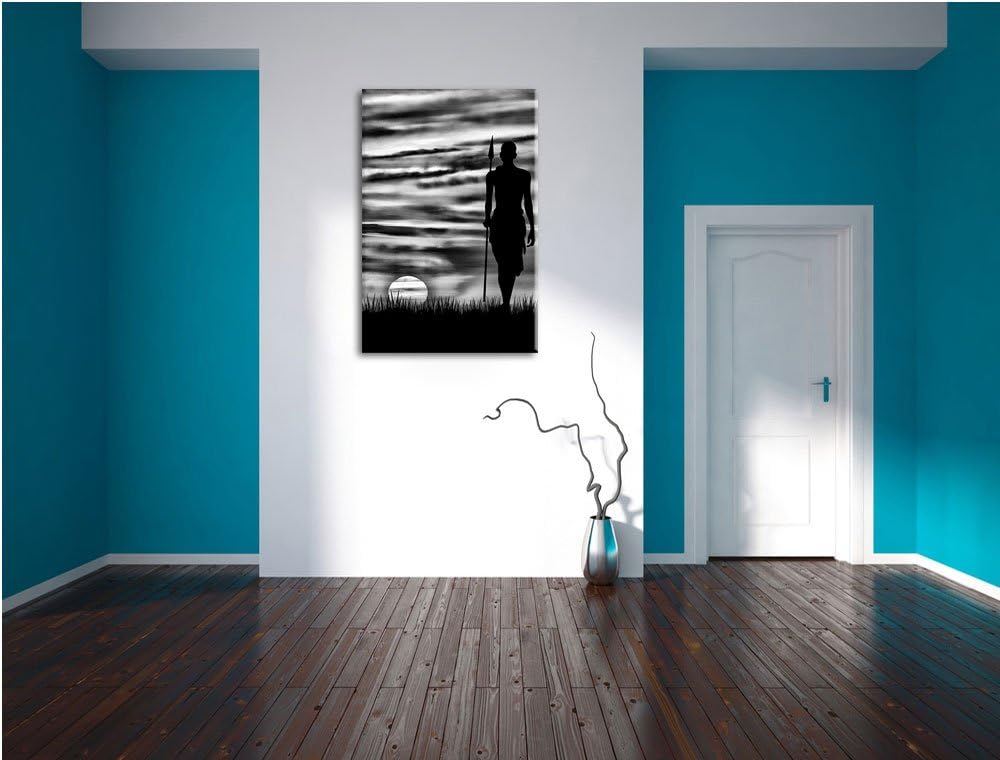 Roter Sonnenuntergang in Afrika / 100x70cm Leinwandbild bespannt auf Holzrahmen/Wandbild Kunstdruck