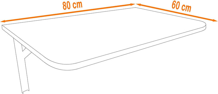 AKKE Wandklapptisch mit Abgerundeten Ecken Klapptisch Esstisch Wandtisch Küchentisch Schreibtisch Ki
