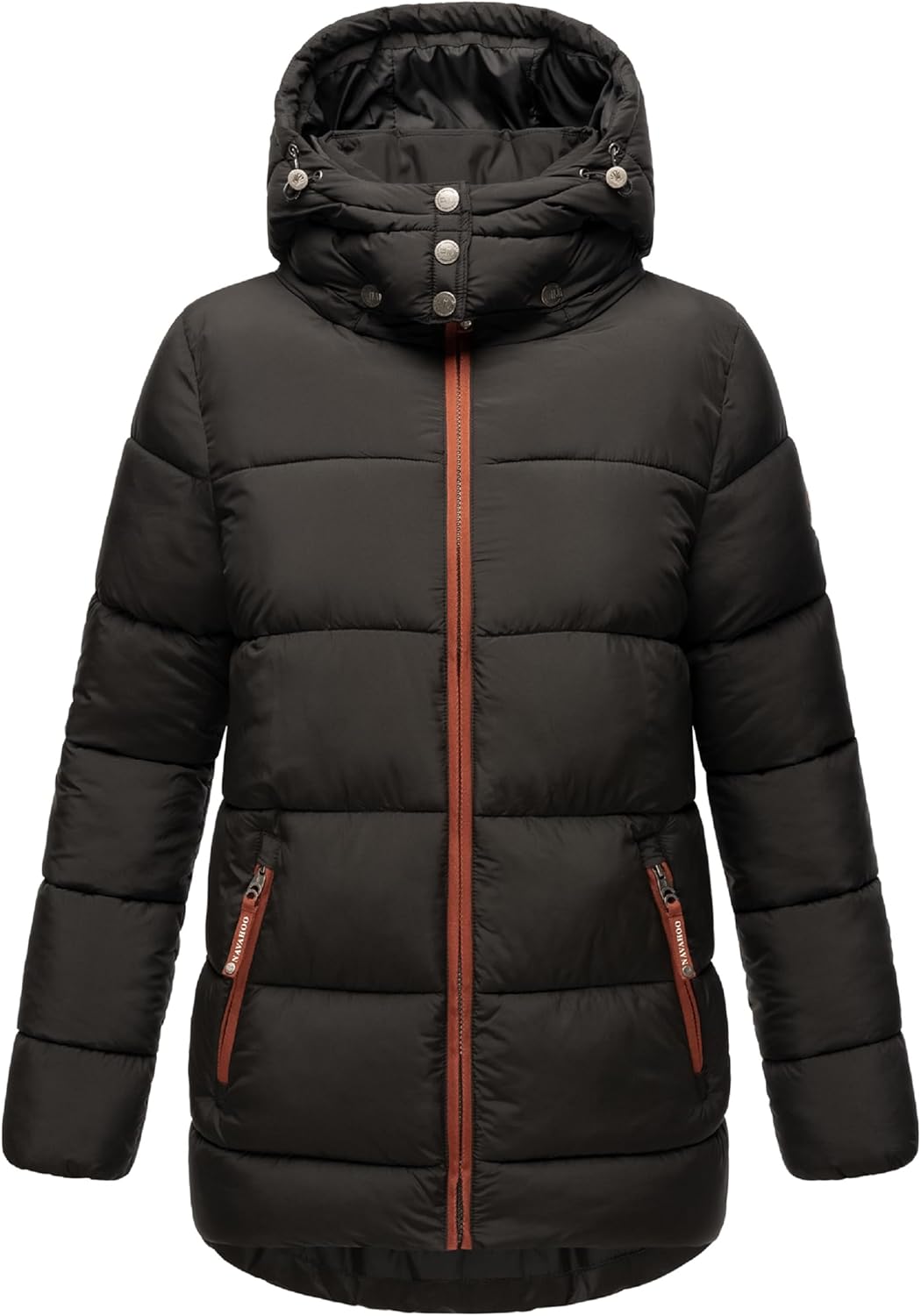 Navahoo Damen Kurze Winterjacke Steppjacke warm mit Abnehmbarer Kapuze Wattewölkchen XS-XXL S Schwar