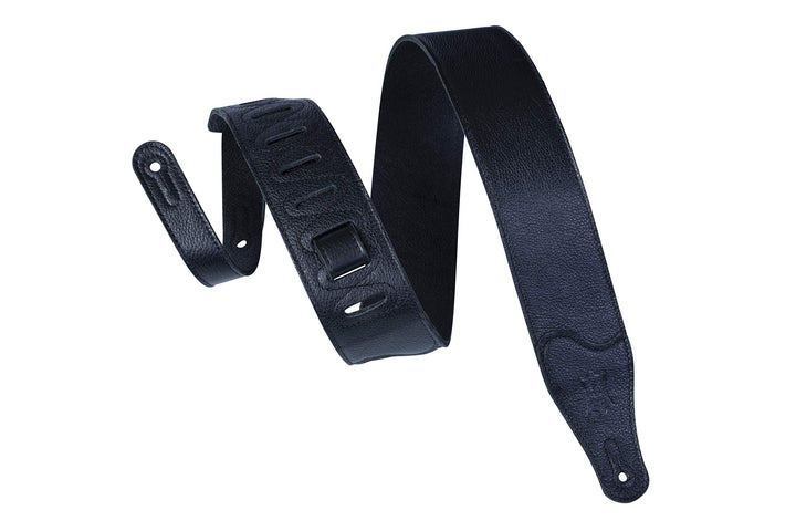 Levy's M26BLBLK Gitarrengurt aus Leder, 6,4 cm breit, schwarz, Schwarz