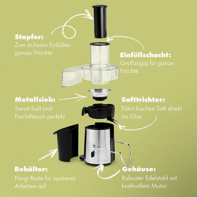 Bomann AE 1917 CB Profi-Automatikentsafter, Edelstahlgehäuse, 1000 W max., 3 Geschwindigkeitsstufen,