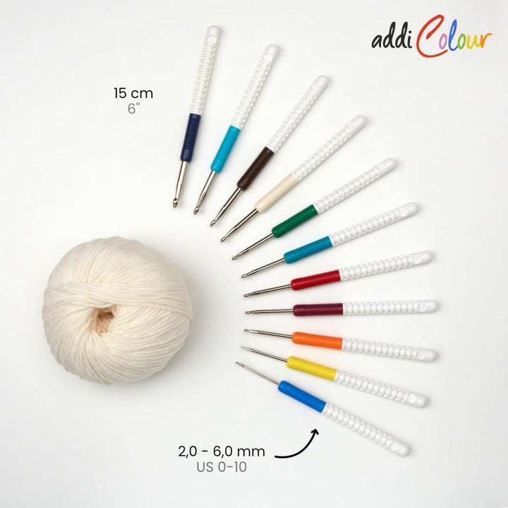 Addi Crochet Hook Case, Aluminium, Red, 2 bis 6mm 2.00 bis 6.00mm, 2.00 bis 6.00mm