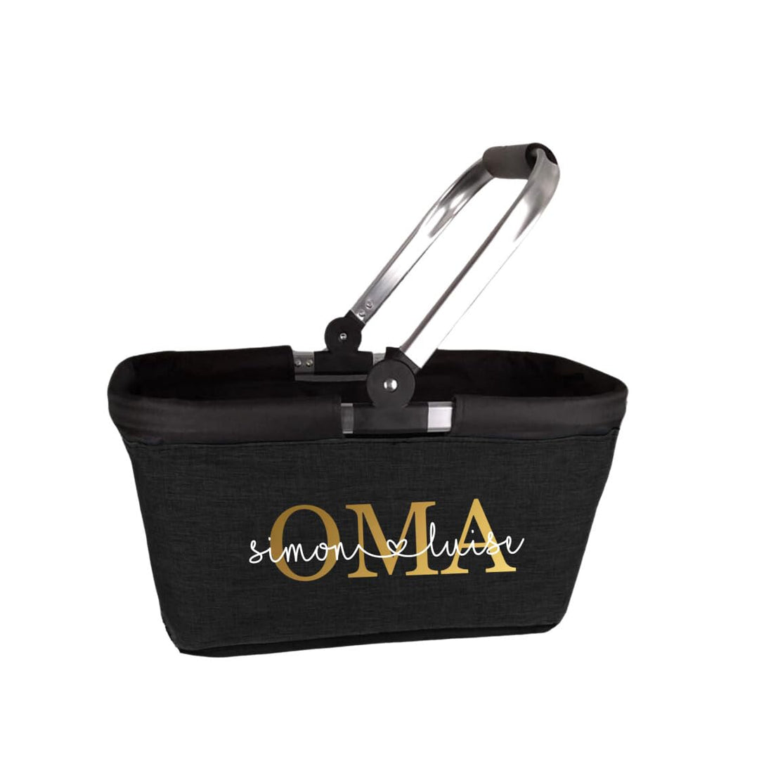 Einkaufskorb Oma personalisiert, Personalisiertes Geschenk Einkaufstasche mit Name, Tragekorb mit Al