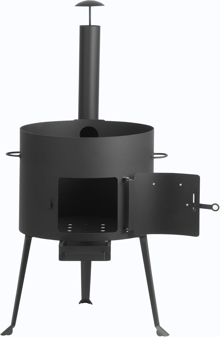BBQ-Toro Kazan Ofen Ø 44 cm | Gulaschkessel mit Schaumlöffel und Schürhaken | Outdoor Ofen mit Rohr,