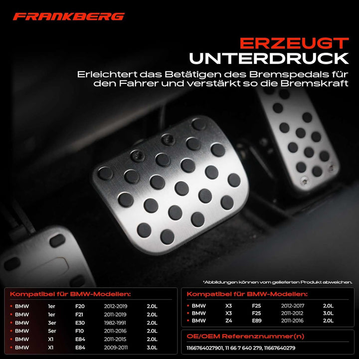 Frankberg Unterdruckpumpe Vakuumpumpe für E30 320i E84 X1 E89 Z4 Roadster F10 528i F20 F21 125i F25