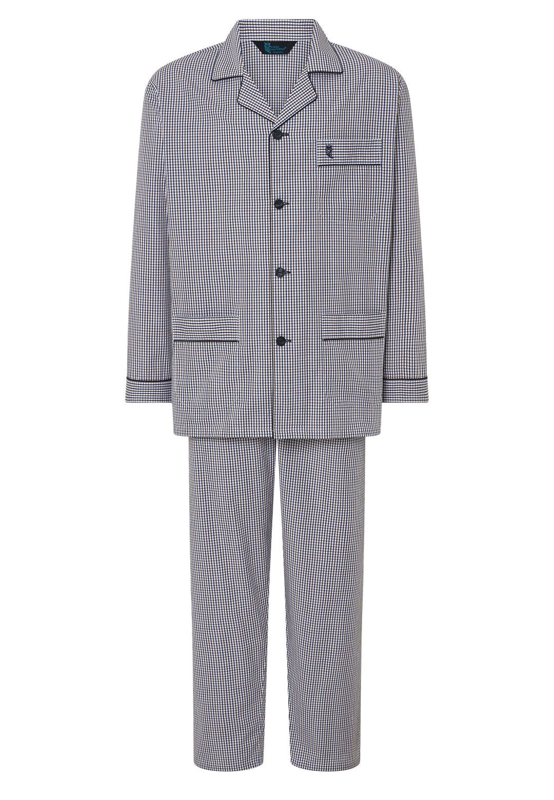 El Búho Nocturno Schlafanzug Herren Lang Baumwolle Pyjama Für Herren Klassisch Revers Knopfjacke Kar