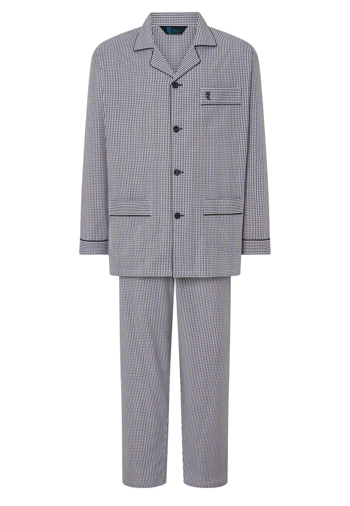 El Búho Nocturno Schlafanzug Herren Lang Baumwolle Pyjama Für Herren Klassisch Revers Knopfjacke Kar