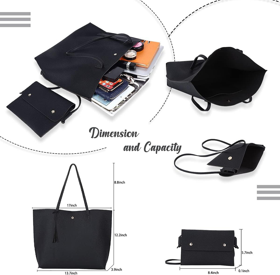 K.EYRE Damen Faux PU Leder Tote Schulter Geldbörsen Tasche für Frauen, Grosse Kapazität Quaste Handt