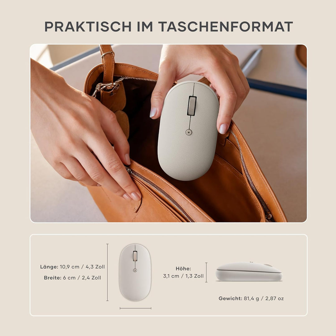 SATECHI OntheGo™ Bluetooth Computermaus, wiederaufladbarer USB-C Akku, Verbindung mit bis zu 3 Gerät
