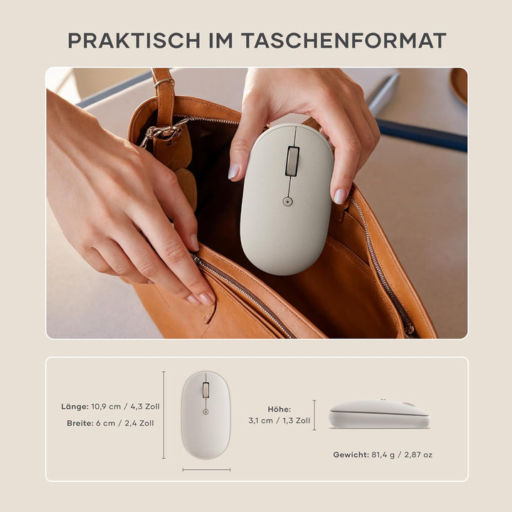 SATECHI OntheGo™ Bluetooth Computermaus, wiederaufladbarer USB-C Akku, Verbindung mit bis zu 3 Gerät