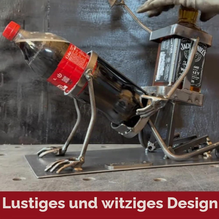 Generisch Totenkopf-Cola- Und Weinflaschenständer,Lustiger Metall-Schädel-Skelett-Bar-Dekor Für Whis
