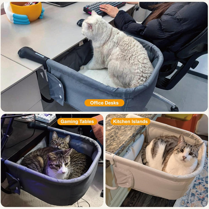 Katzenbett Schreibtisch für grosse Katzen, Katzen Hängematte | Für Schreibtische, Grau
