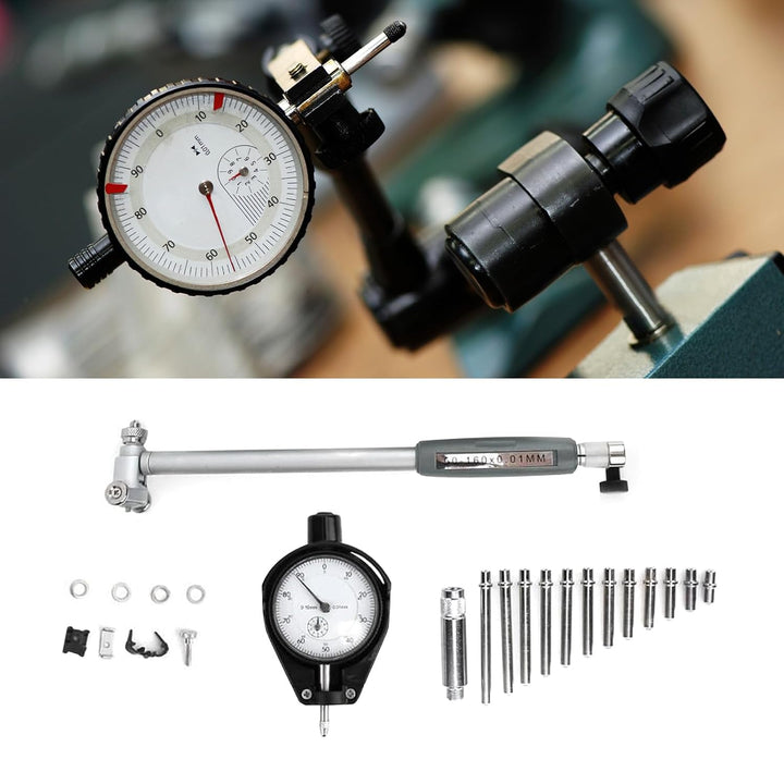 Innenmikrometer, Bohrungslehre Messuhr set 50-160mm Hohe Präzision 0,001mm Messuhr mit 12 Sonden, In