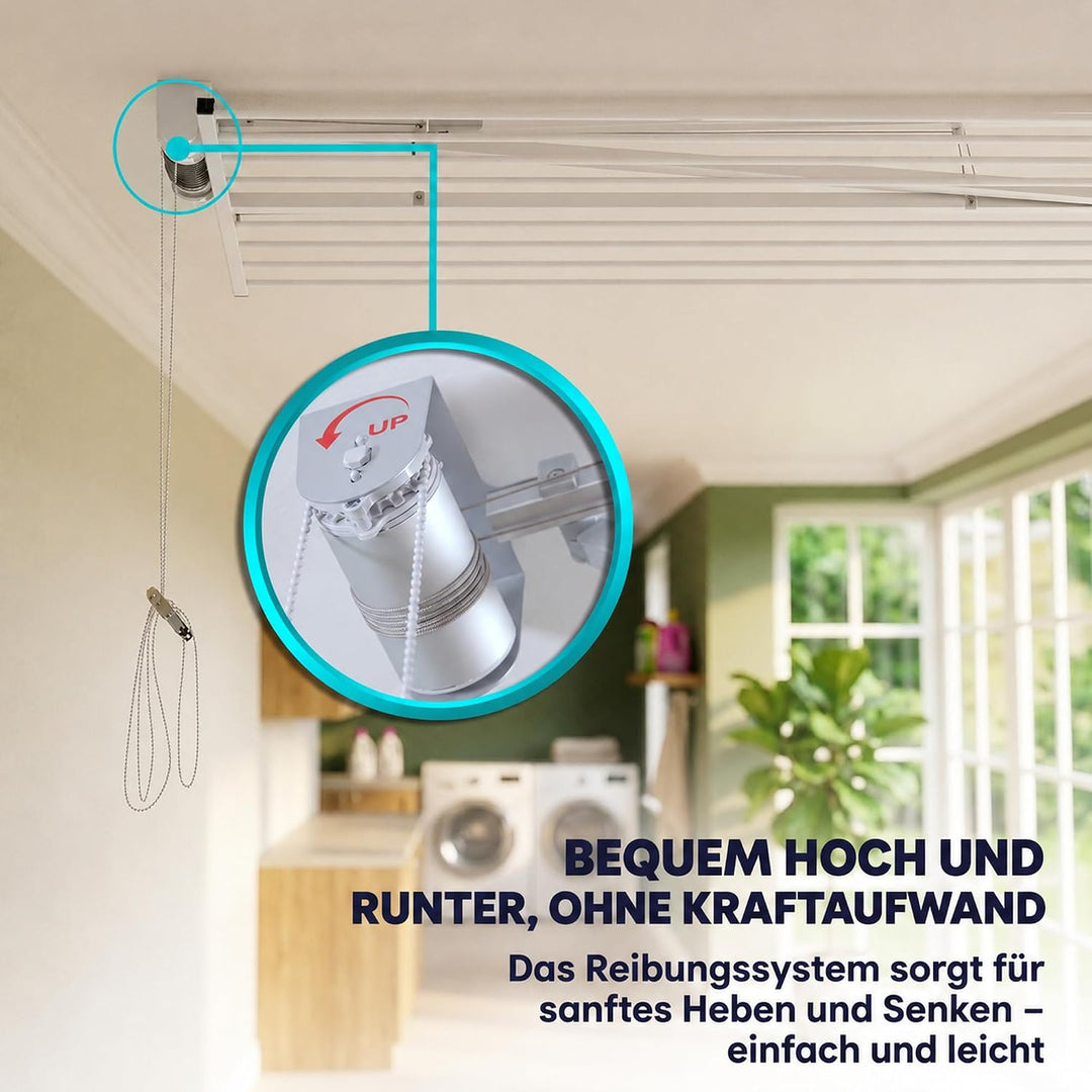 Foxydry Mini Deckenständer, vertikaler Wäscheständer, zusammenklappbar in Aluminium und Stahl 128x54