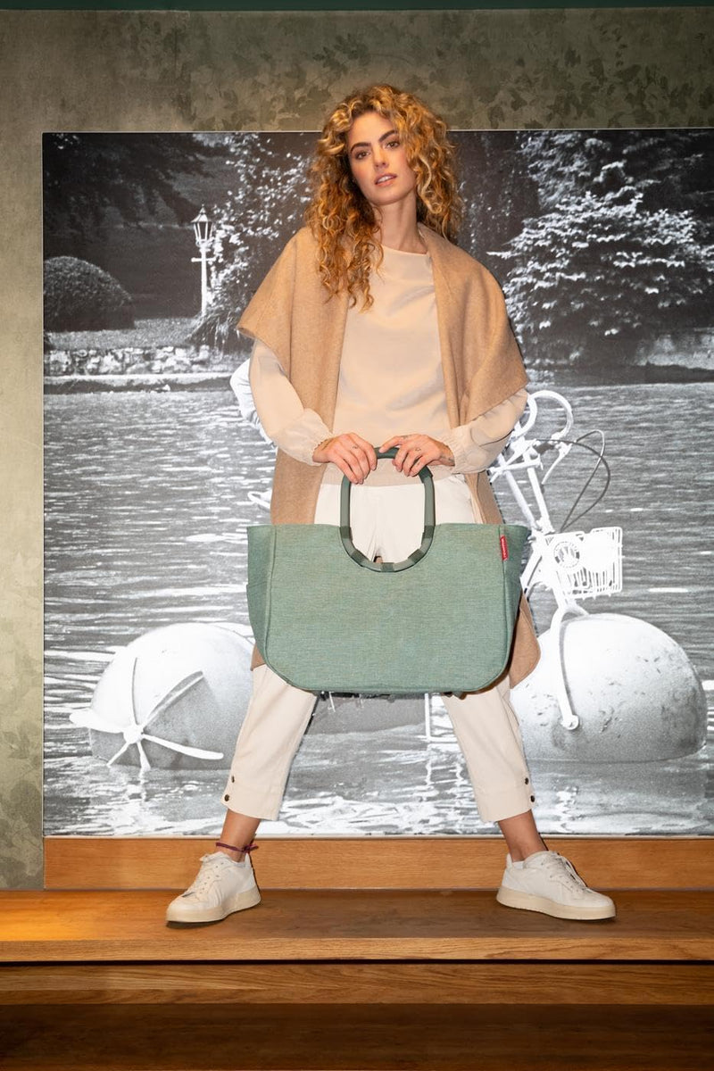 reisenthel loopshopper L frame twist sage – Stabile Tasche mit praktischen Fächern aus recycelten PE