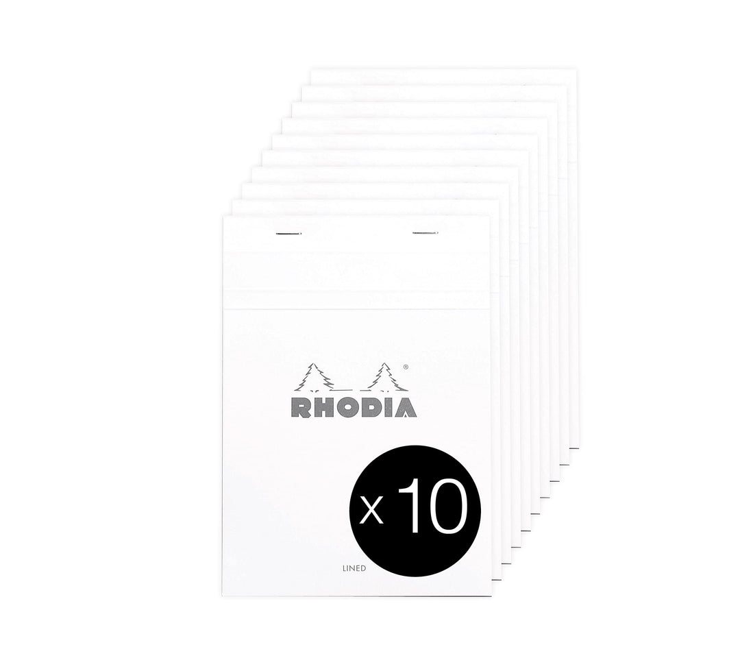 Rhodia 16601C - Packung mit 10 Notizblöcken No.16, DIN A5 80 Blätter liniert mit Rand 80g, Weiss, 1