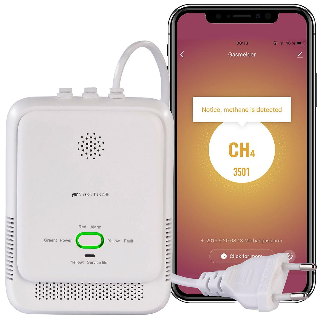 VisorTech Gaswarner: Smarter Multi-Gasmelder für haushaltsübliche Gase, WLAN & App, 85db (Multigasme