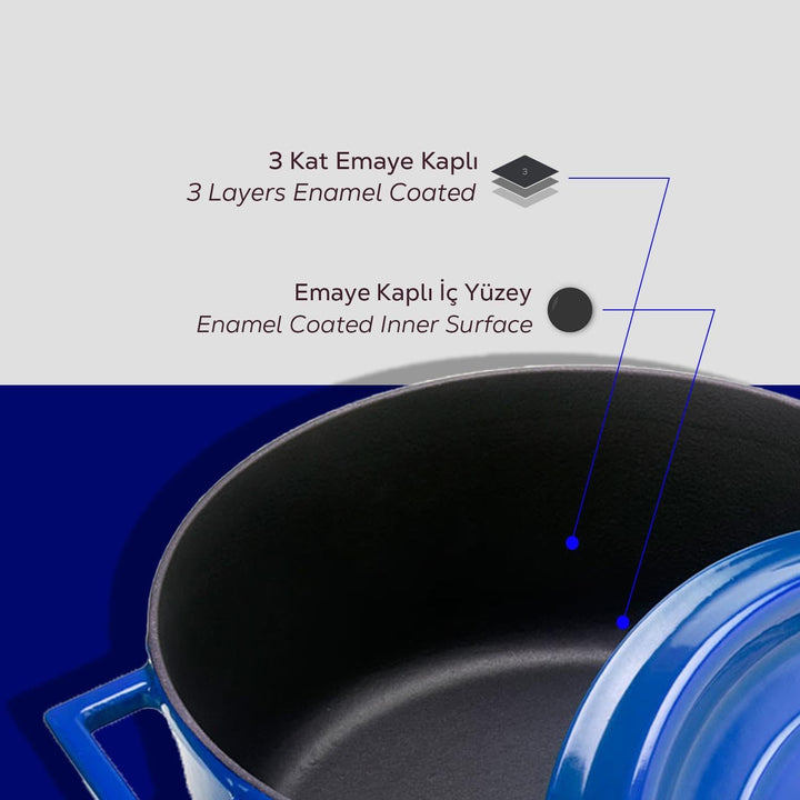 CASSEROLE ROND 280 MM 6.70 LTR LVYTC28K2B BLUE/BLACK  36 x 29 x 13.5 cm blau, 36 x 29 x 13.5 cm blau