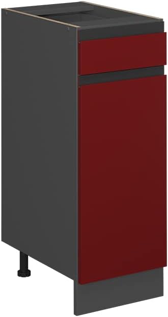 Vicco Küchenschrank mit Schublade R-Line, Rot/Anthrazit, AP Marmor Rot Schubunterschrank 30 cm, AP M