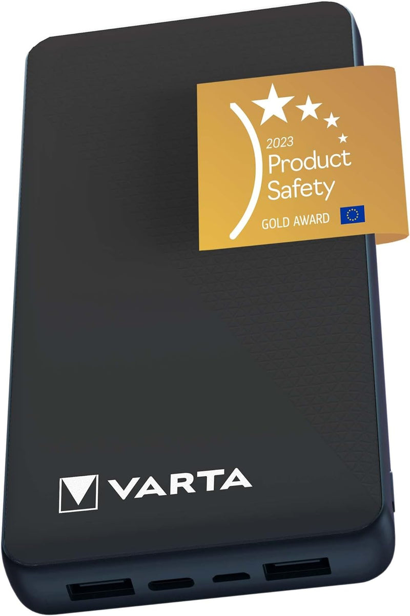 VARTA Power Bank 20000mAh, Powerbank Power on Demand mit 4 Anschlüssen (1x Micro USB, 2x USB A, 1x U