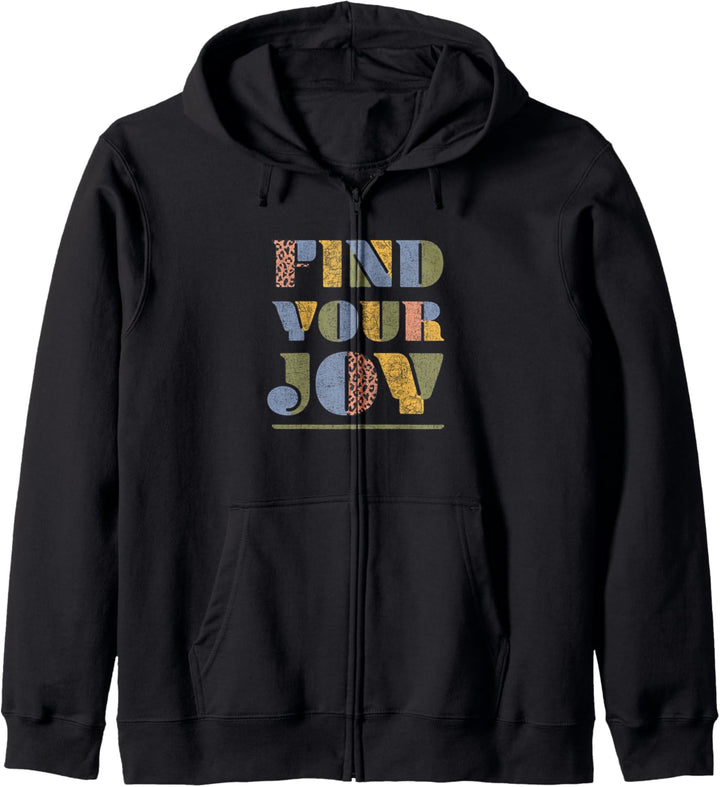 Find Your Joy Bold Mixed Print Letter Fill Kapuzenjacke