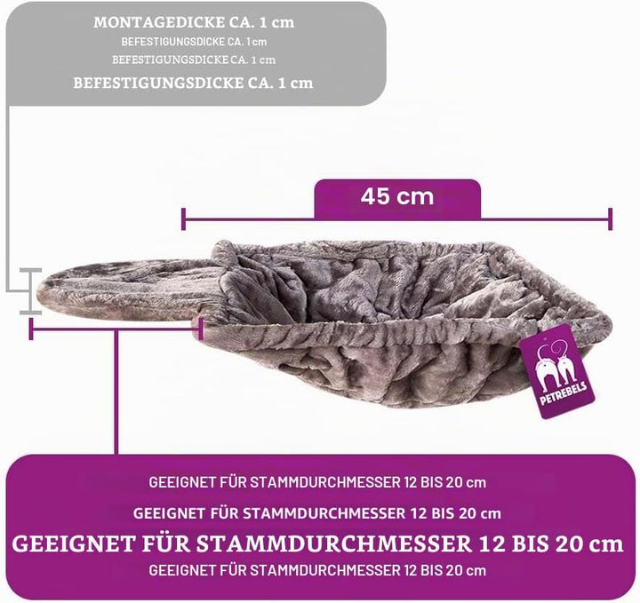 Petrebels Liegemulde für Kratzbaum Viereckig Waschbar, 45 x 45 cm, für Ø 12 cm bis Ø 20 cm Stämme, m