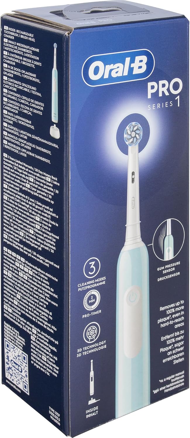 Oral-B Wiederaufladbare elektrische Zahnbürste Series 1 Blau mit 1 Ersatzbürste. 1 Zahnbürste