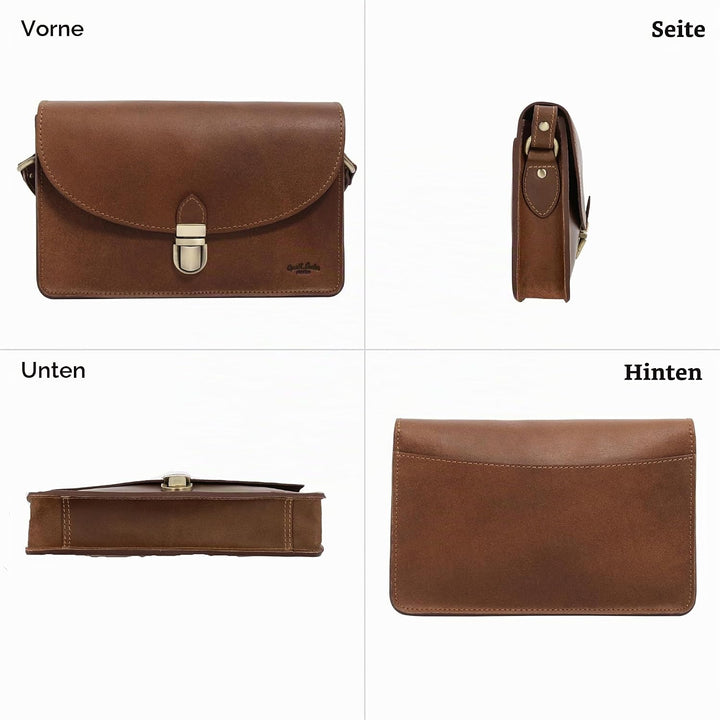 Gusti Handtasche Leder - Zoey Damen Umhängetasche Ledertasche Leder Braun, Braun
