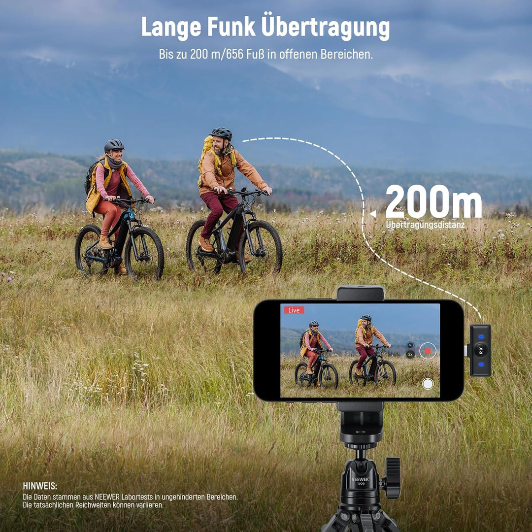 NEEWER Kabelloses Lavalier Mikrofon für iPhone Lärmunterdrückung Mini Ansteckmikrofon Set mit USB C